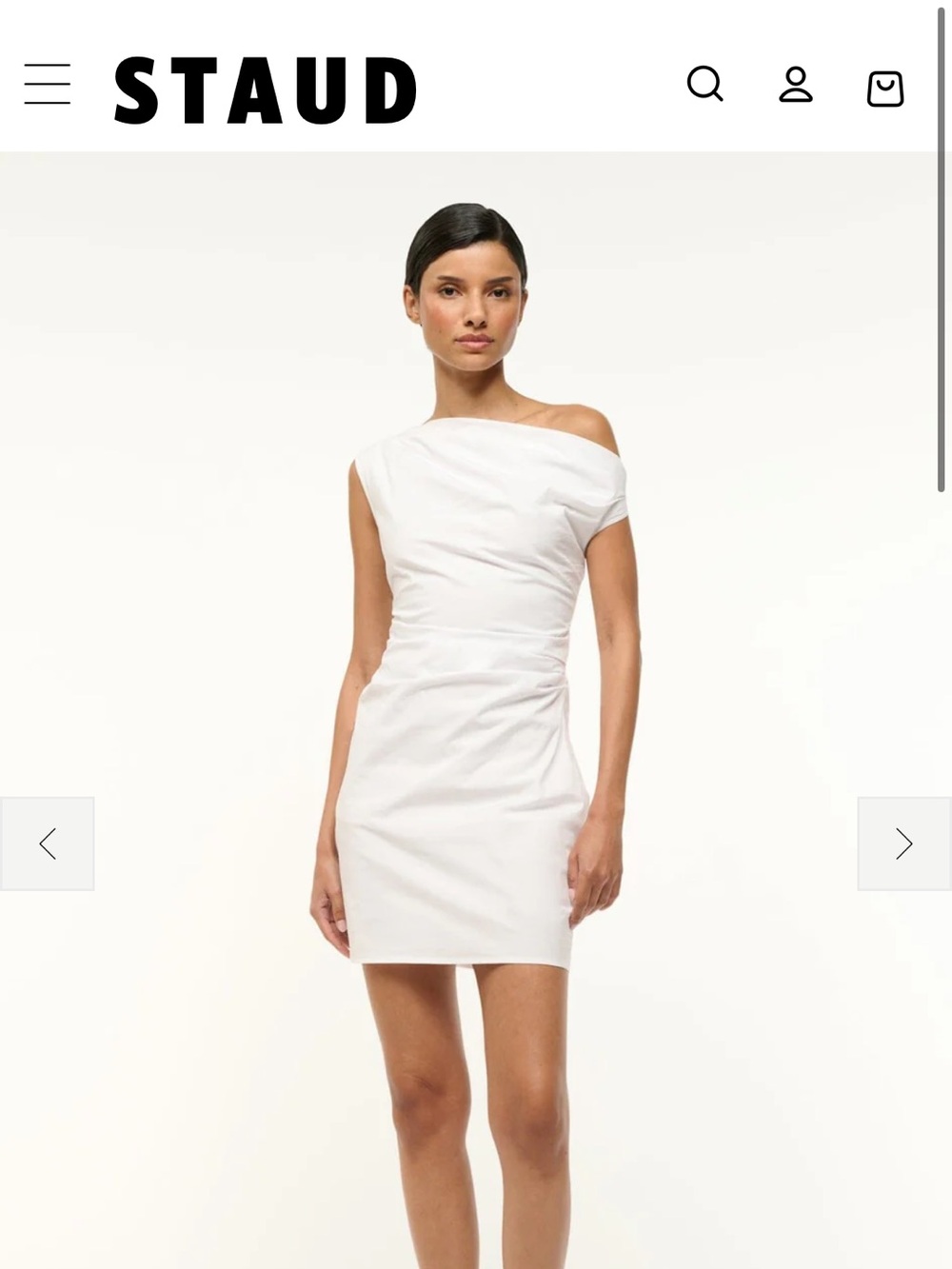 STAUD Off-Shoulder White Mini Dress